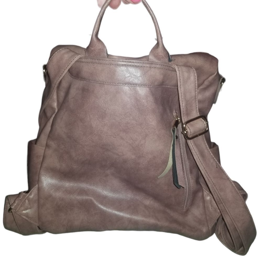 Leather Backpack Pale Pink Color - Picture 4 of 9